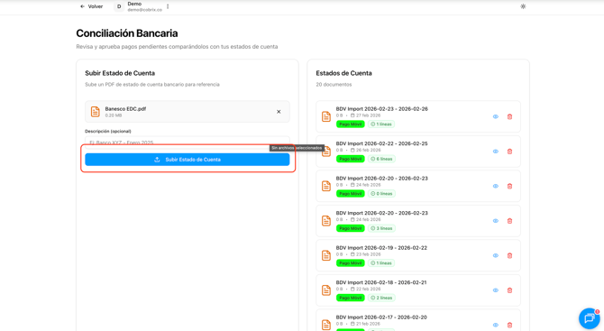 Paso 8 - Confirmar subida del estado de cuenta